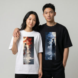 samurai couple t shirts | matching anime couple t shirts for him & her