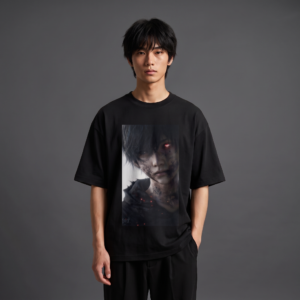 Crimson Eye Dark Anime Oversized T-Shirt for Men